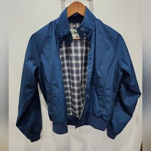 Vintage LL Bean Jacket Youth Blue Full Zip Plaid Lined size 12